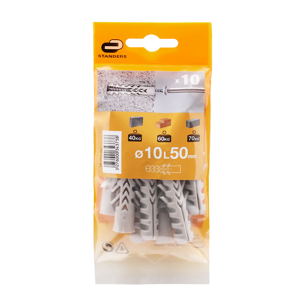 TARUGO NYLON/METAL MODELO 202012 TAPÓN PARA MATERIAL SÓLIDO 6X30MM GRIS (40 UNIDADES) STANDERS