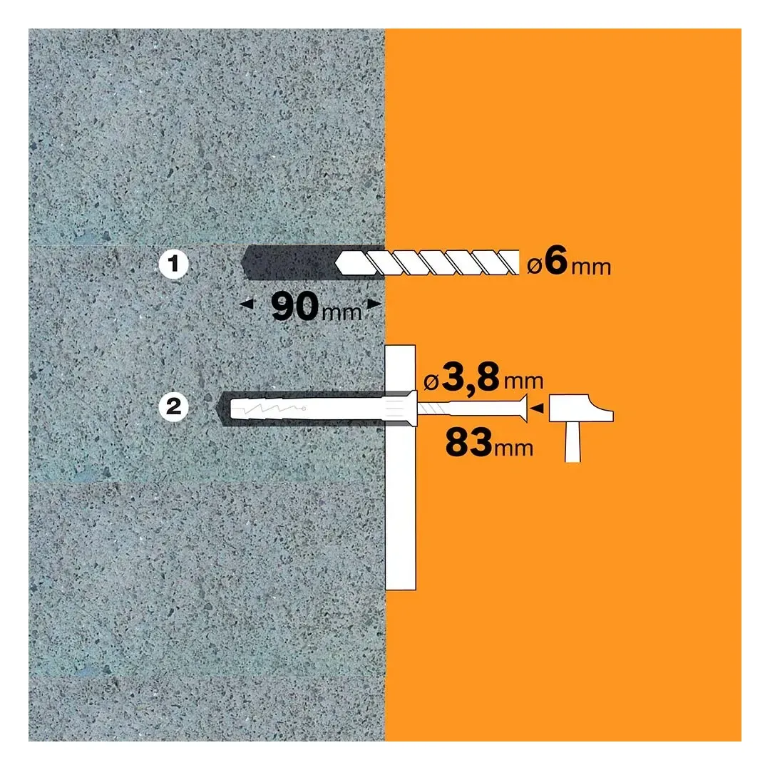TORNILLO + TARUGO 6X80MM X 8 UNIDADES STANDERS5
