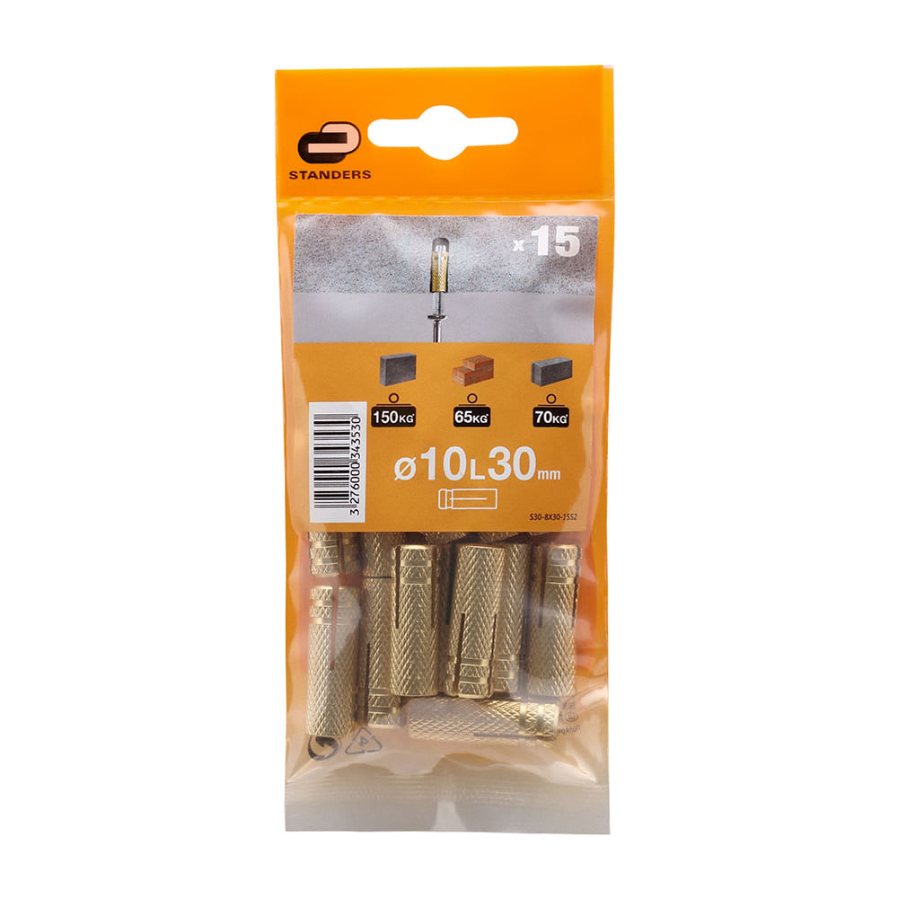 TARUGO 10X30MM X 15 UNIDADES STANDERS