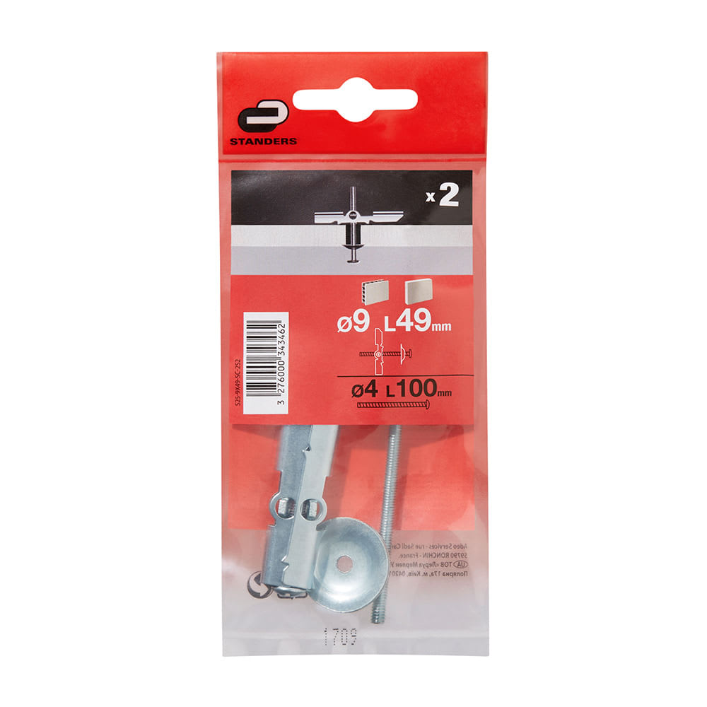 TORNILLO + ANCLAJE 9X49MM X 2 UNIDADES STANDERS