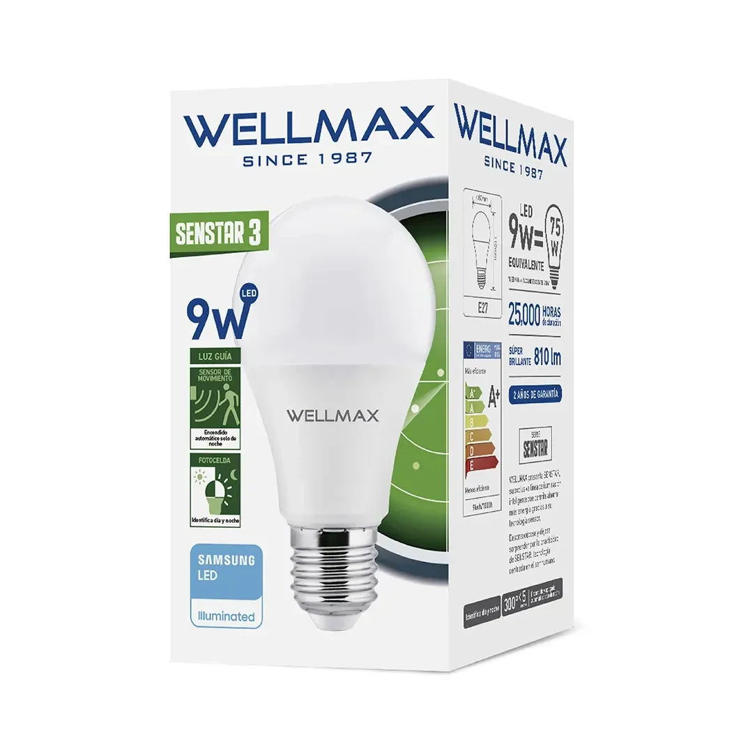 FOCO LED SENSOR SMART SENSTAR 3 9W LUZ FRIA WELLMAX-SAMSUNG2