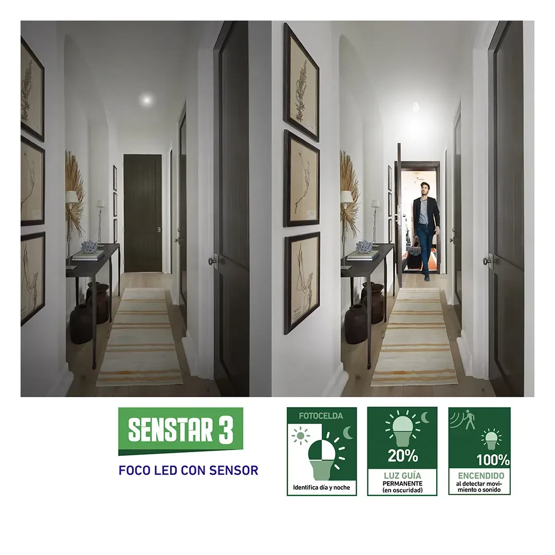 FOCO LED SENSOR SMART SENSTAR 3 9W LUZ FRIA WELLMAX-SAMSUNG3