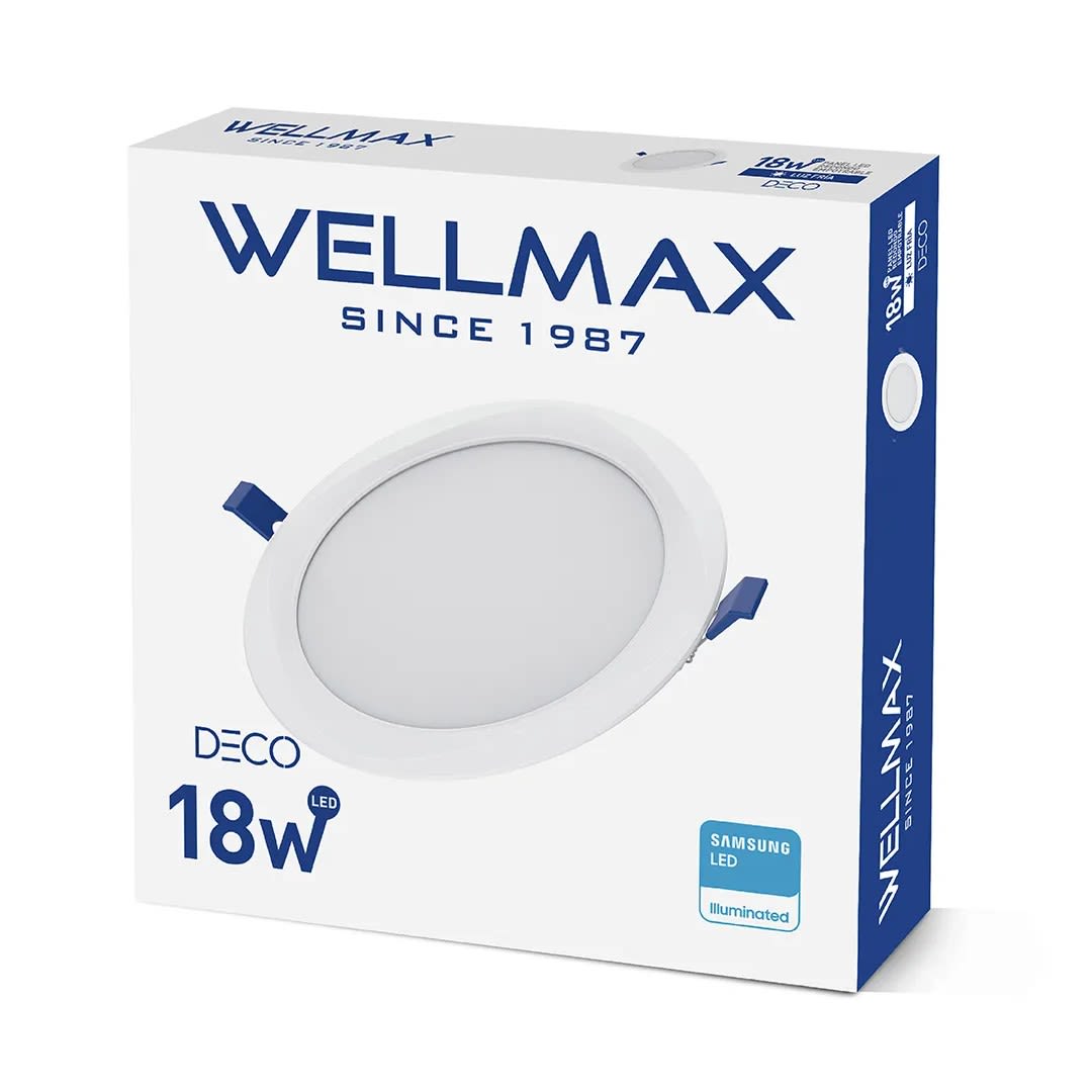 PANEL LED EMPOTRABLE DECO REDONDO 18W LUZ FRIA WELLMAX-SAMSUNG3