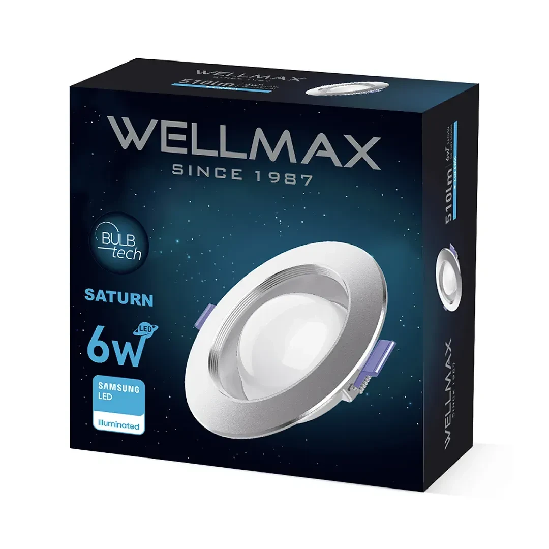 SPOT LED SATURNO PLATEADO PARA CAJA OCTOGONAL 6W LUZ FRIA WELLMAX-SAMSUNG2