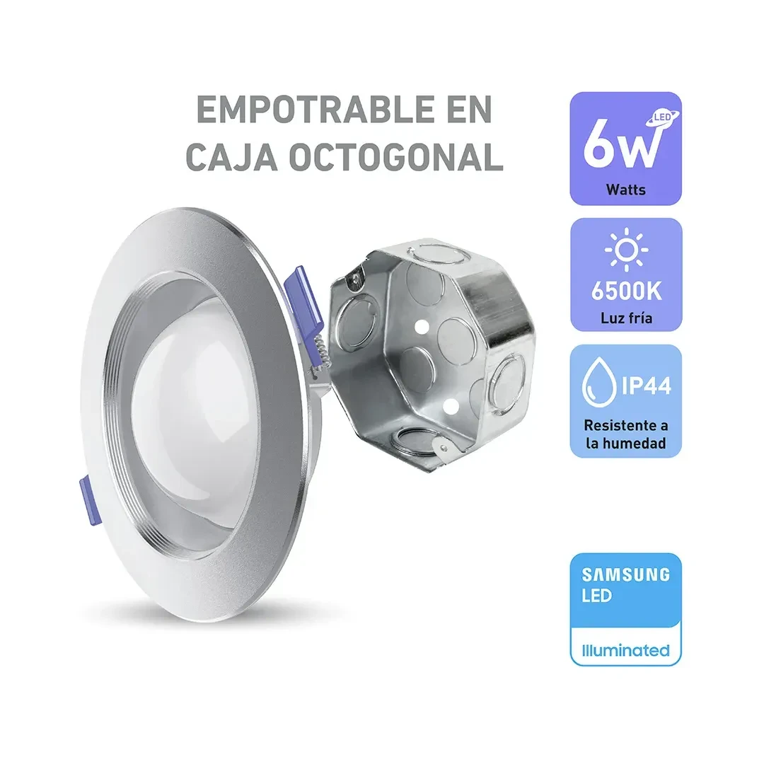 SPOT LED SATURNO PLATEADO PARA CAJA OCTOGONAL 6W LUZ FRIA WELLMAX-SAMSUNG4