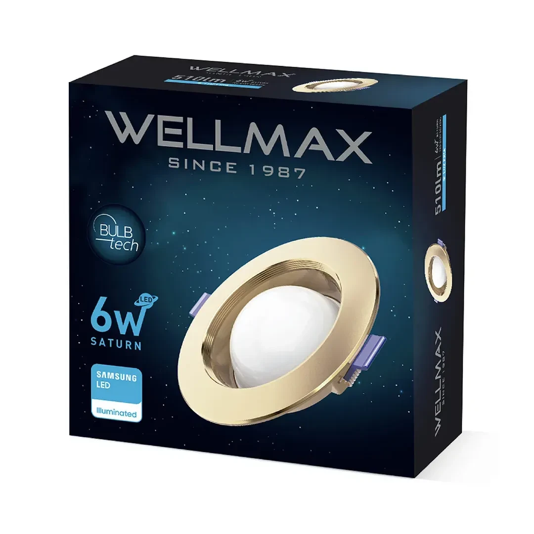SPOT LED SATURNO DORADO PARA CAJA OCTOGONAL 6W LUZ FRIA WELLMAX-SAMSUNG2
