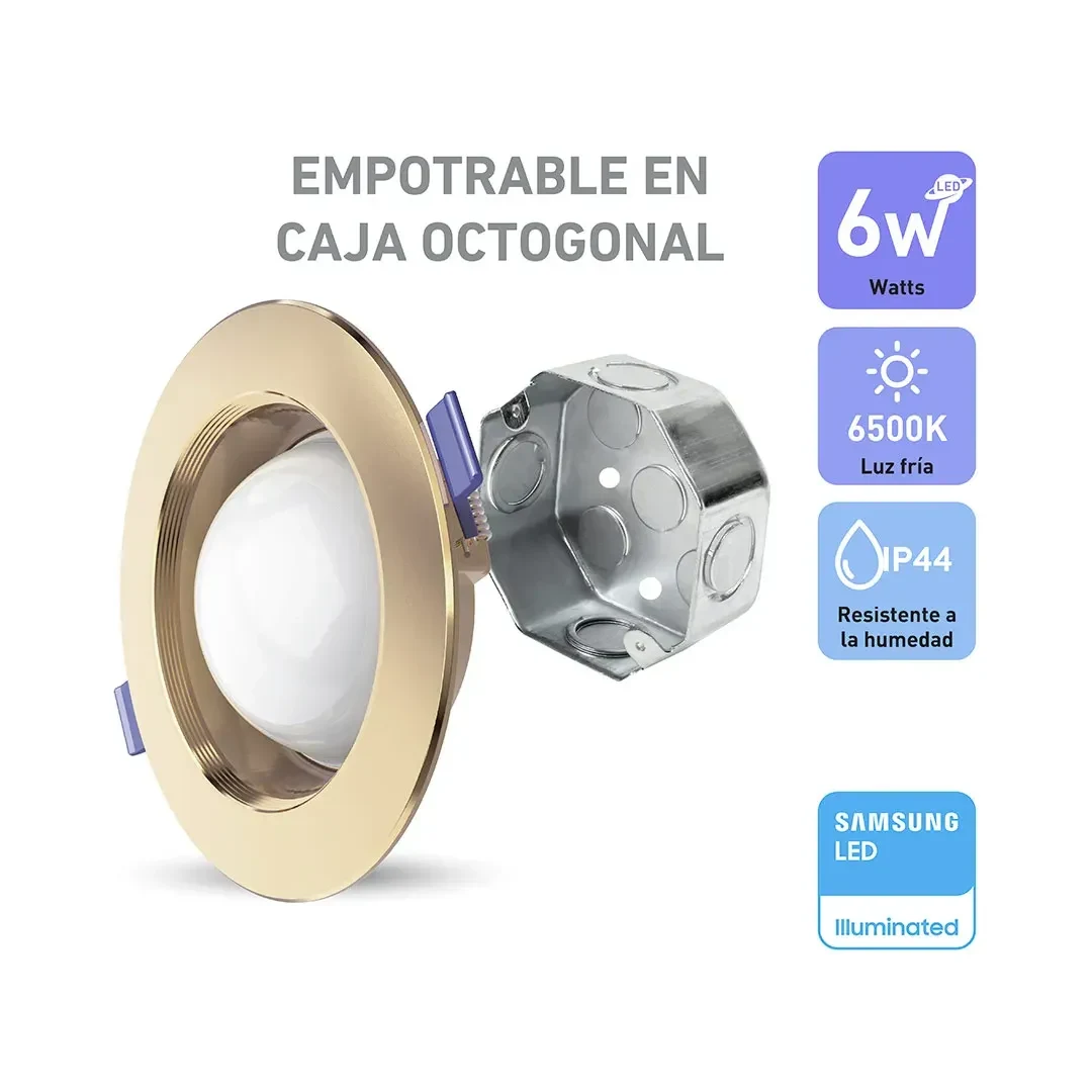 SPOT LED SATURNO DORADO PARA CAJA OCTOGONAL 6W LUZ FRIA WELLMAX-SAMSUNG4