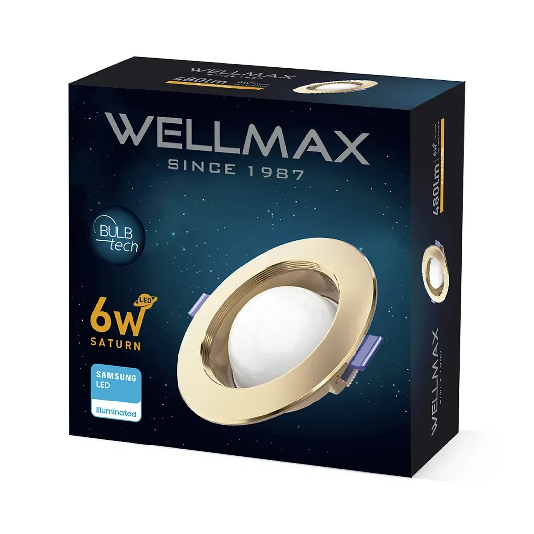 SPOT LED SATURNO DORADO PARA CAJA OCTOGONAL 6W LUZ CALIDA WELLMAX-SAMSUNG2