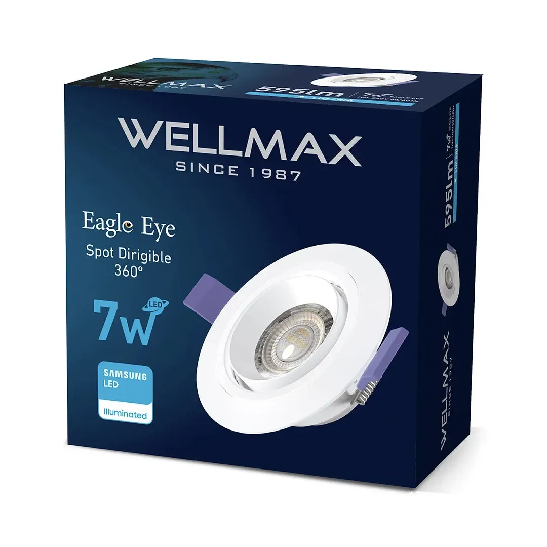 SPOT LED DIRIGIBLE 360° EAGLE EYE 7W LUZ FRIA WELLMAX-SAMSUNG2