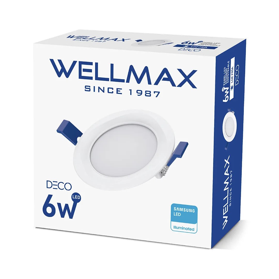 PANEL LED EMPOTRABLE DECO REDONDO 6W LUZ FRIA WELLMAX-SAMSUNG3