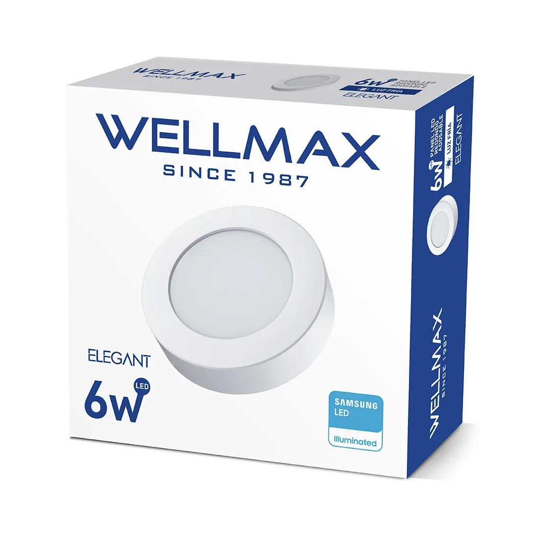 PANEL LED ADOSABLE ELEGANT REDONDO 6W LUZ FRIA WELLMAX-SAMSUNG3