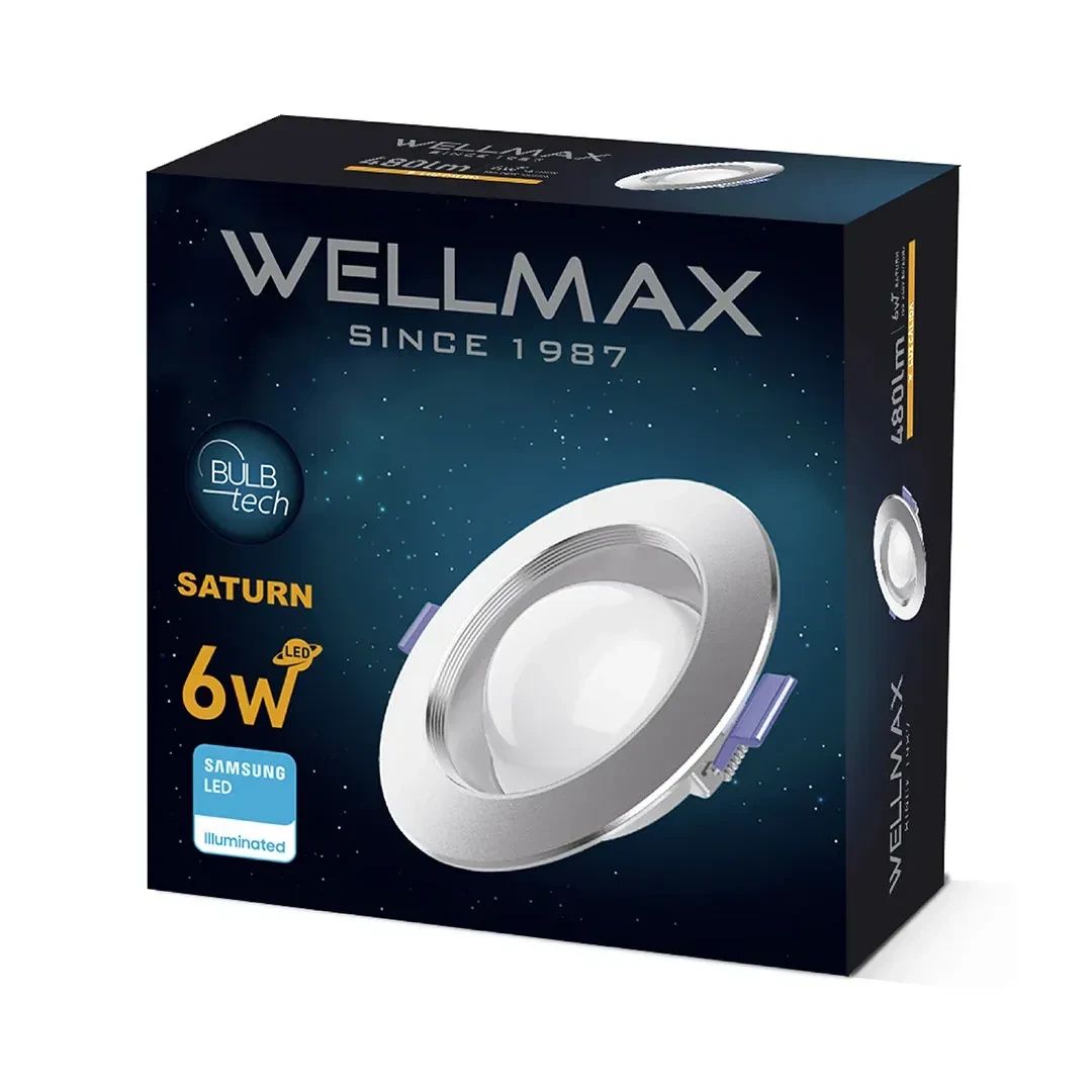 SPOT LED SATURNO PLATEADO PARA CAJA OCTAGONAL 6W LUZ CALIDA WELLMAX-SAMSUNG2