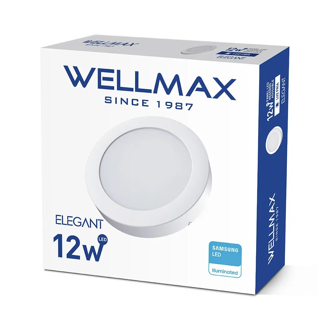 PANEL LED ADOSABLE ELEGANT REDONDO 12W LUZ FRIA WELLMAX-SAMSUNG3