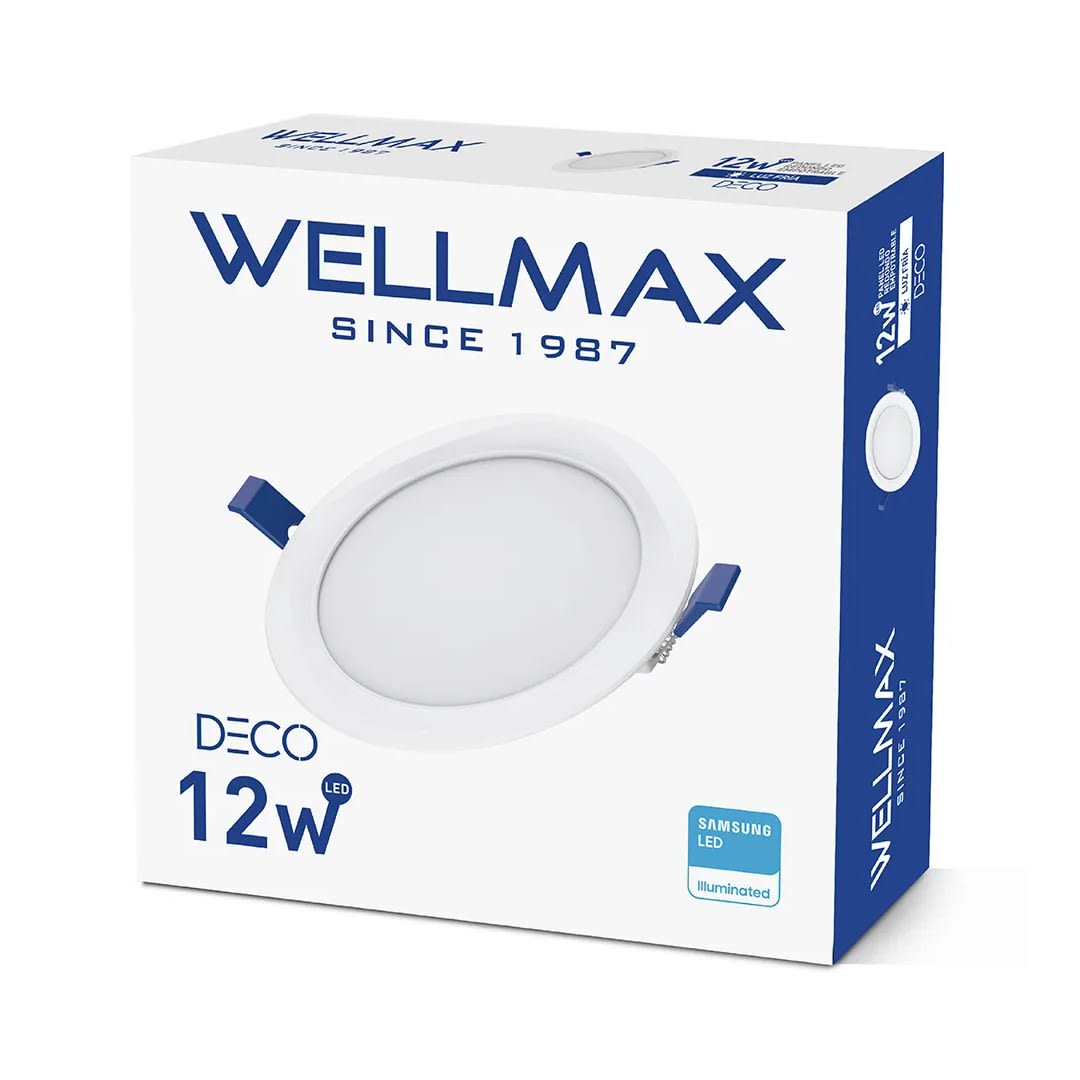 PANEL LED EMPOTRABLE DECO REDONDO 12W LUZ FRIA WELLMAX-SAMSUNG3