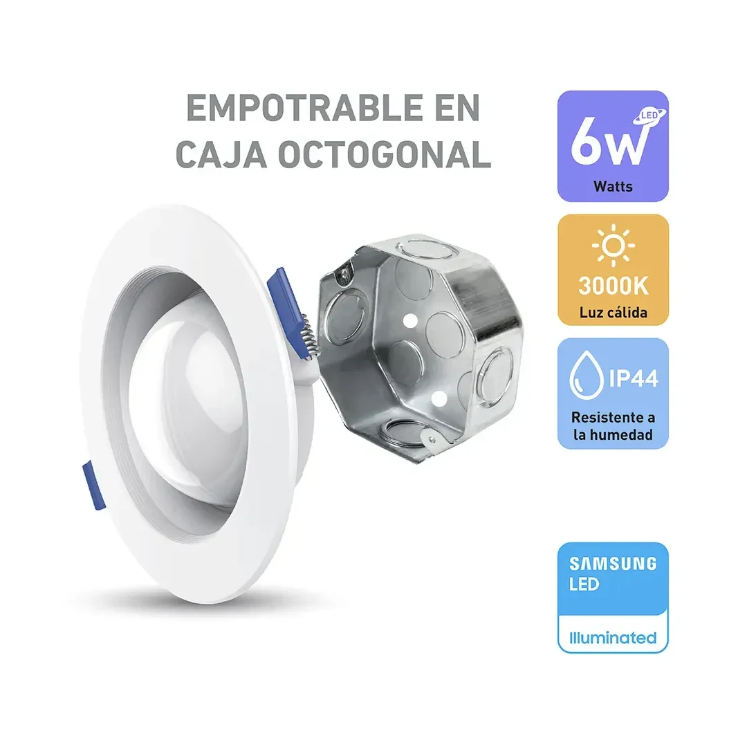 SPOT LED SATURNO BLANCO PARA CAJA OCTOGONAL 6W LUZ CALIDA WELLMAX-SAMSUNG4