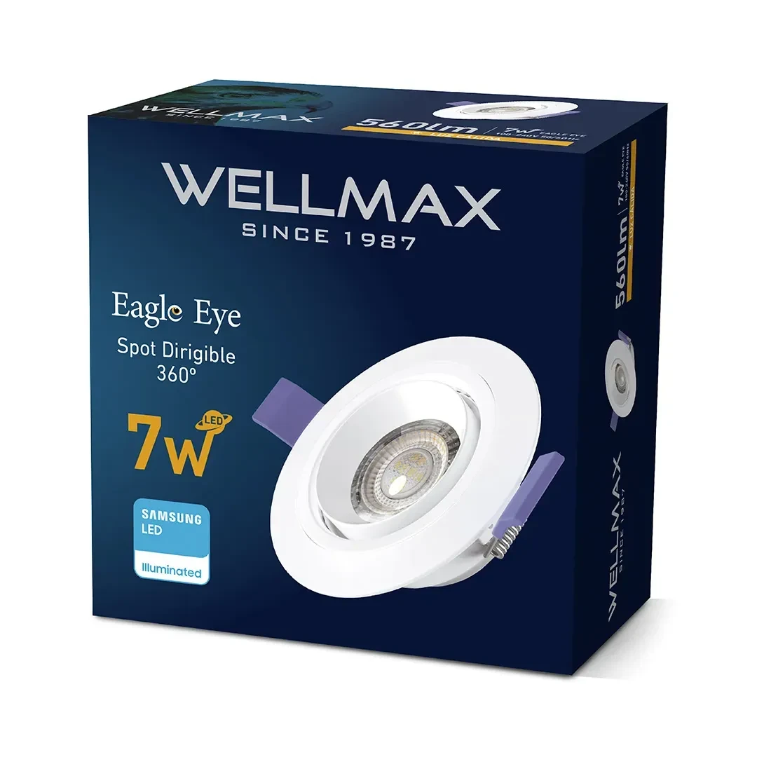 SPOT LED DIRIGIBLE 360° EAGLE EYE 7W LUZ CALIDA WELLMAX-SAMSUNG2