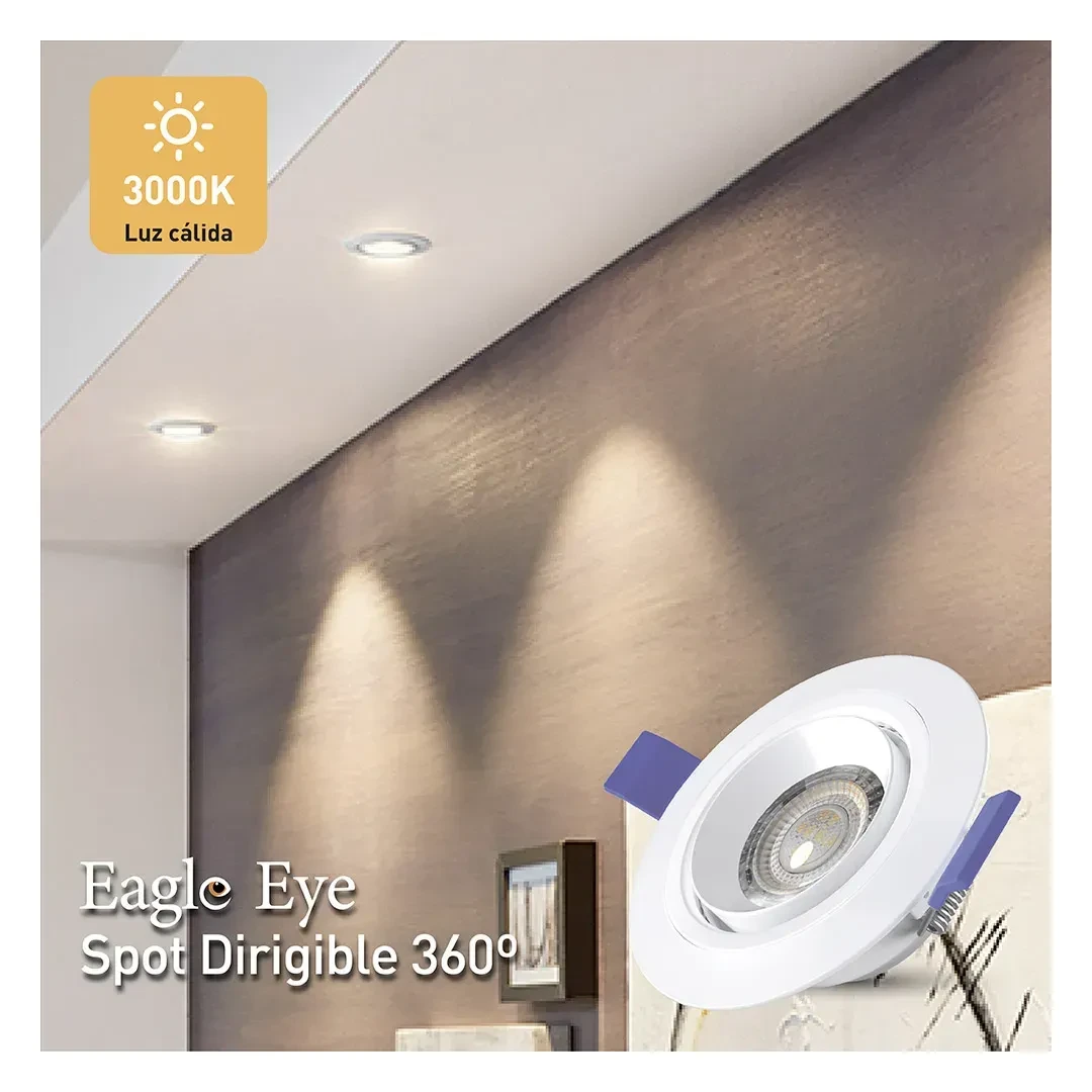 SPOT LED DIRIGIBLE 360° EAGLE EYE 7W LUZ CALIDA WELLMAX-SAMSUNG3