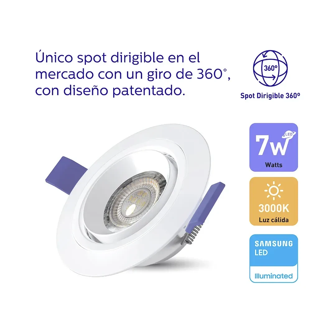 SPOT LED DIRIGIBLE 360° EAGLE EYE 7W LUZ CALIDA WELLMAX-SAMSUNG4