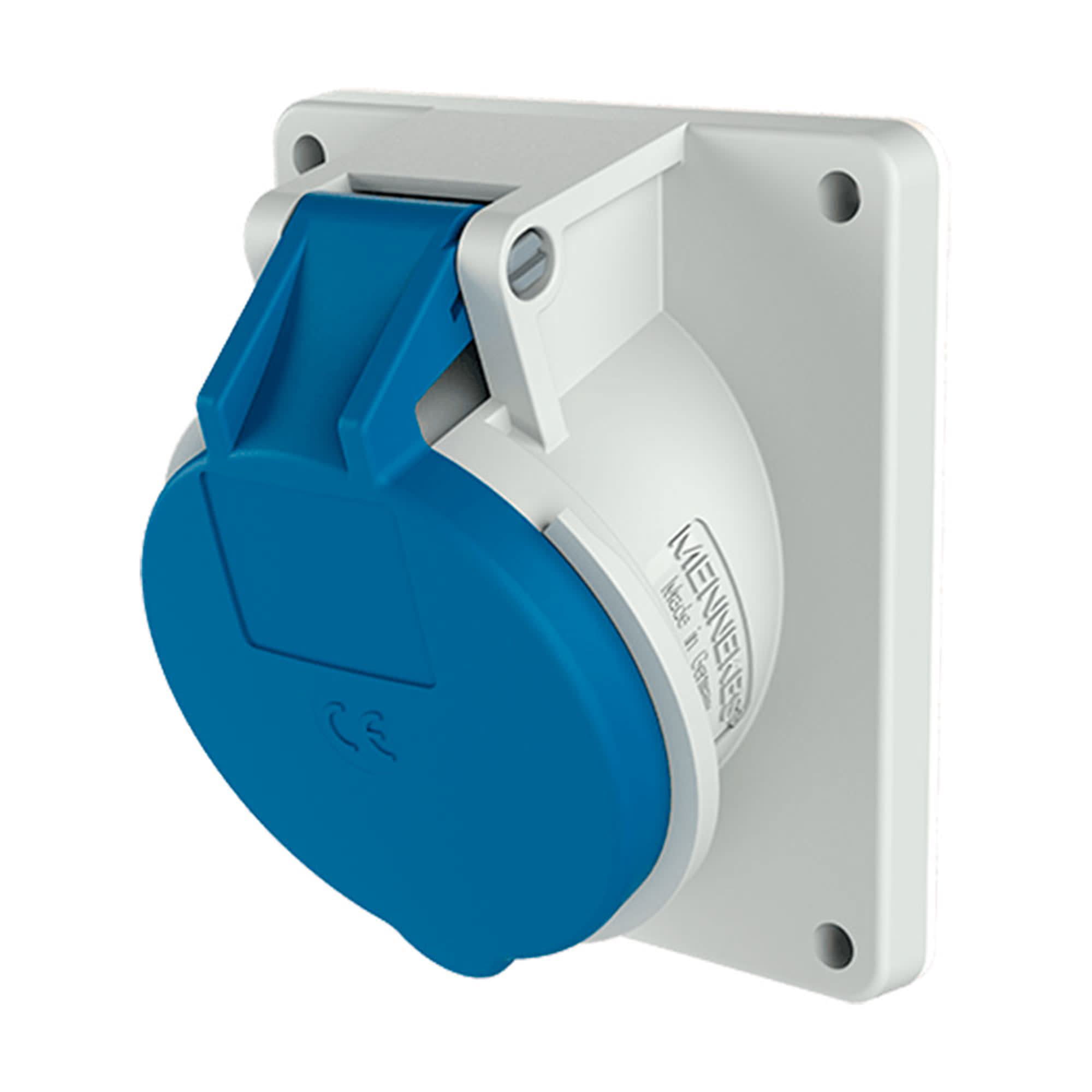 TOMA EMPOTRABLE 32AMP 3P+T 250V AZUL 9H IP44 MENNEKES