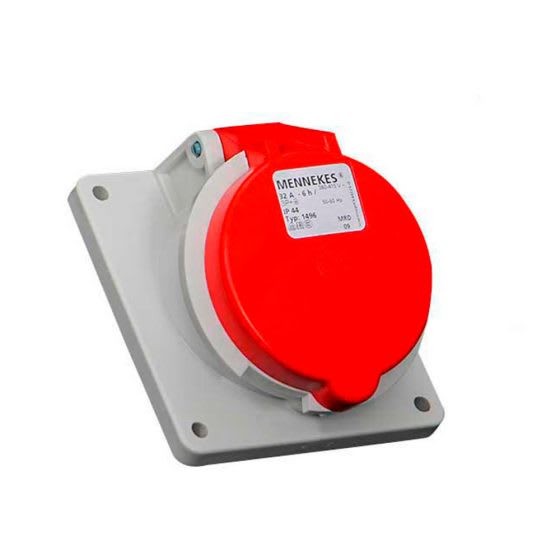 TOMA EMPOTRABLE 32AMP 3P+T 415V ROJO 6H IP44 (INCLINADO) MENNEKES1