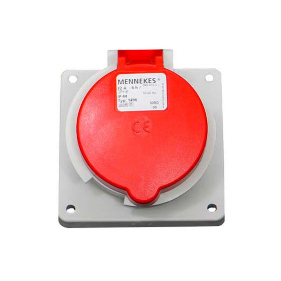 TOMA EMPOTRABLE 32AMP 3P+T 415V ROJO 6H IP44 (INCLINADO) MENNEKES3