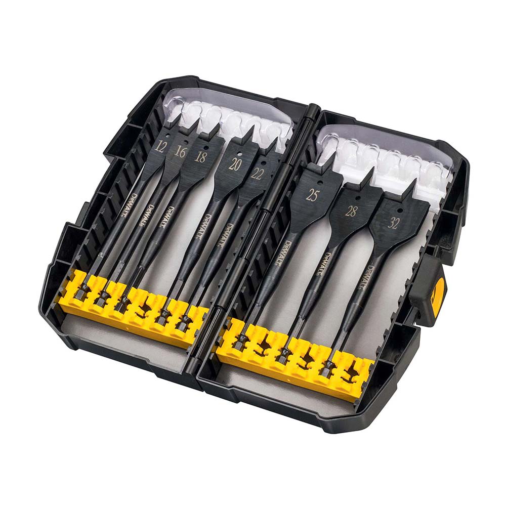 SET DE BROCAS PLANAS MODELO DT7943BQZ DE ACERO PARA MADERA