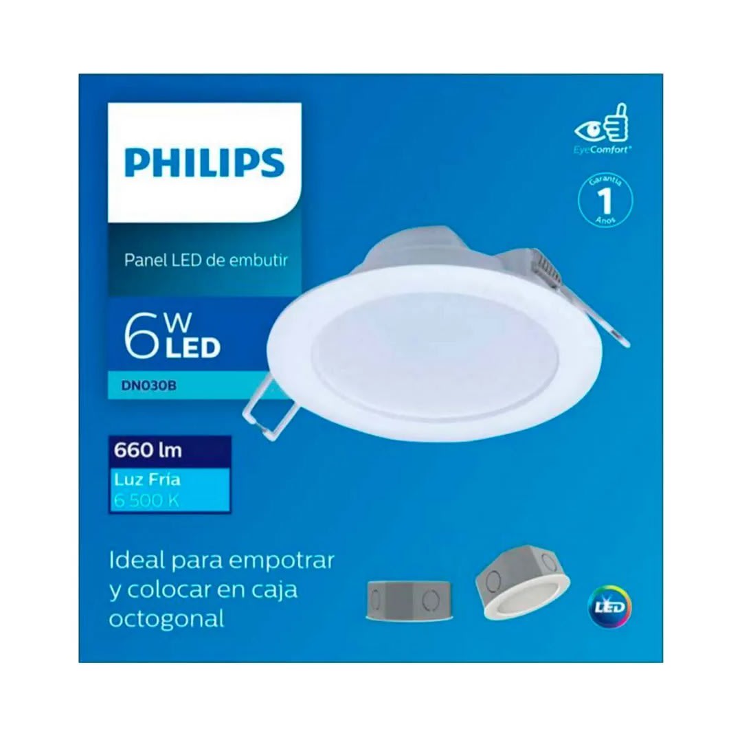 SPOT LED CAJA OCTOGONAL 6W 10.5CM LUZ FRIA BLANCO PHILIPS1