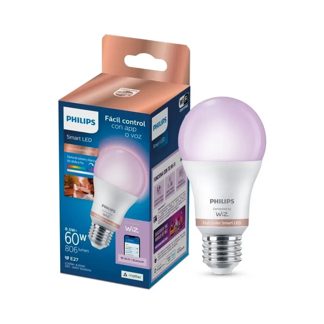 FOCO LED WIFI WIZ RGB E27 8W COLORES 806 LM PHILIPS11