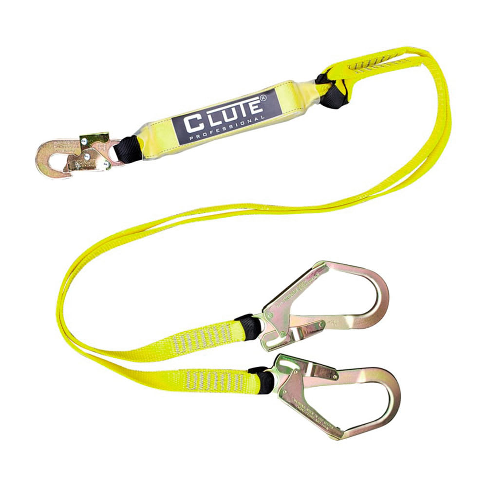 LINEA DE VIDA DOBLE CON AMORTIGUADOR SS2012 EN POLIESTER AMARILLO DE SEGURIDAD CLUTE
