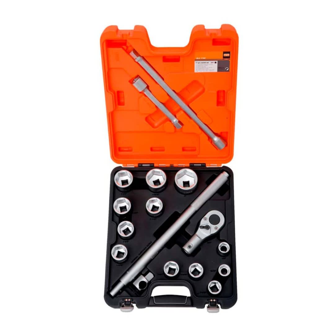 SET DE DADOS HEXAGONALES Y ACCESORIOS 3/4'' 17 PIEZAS BAHCO