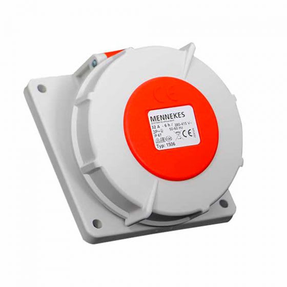 TOMA EMPOTRABLE 32AMP 3P+T 415V ROJO 6H IP67 (INCLINADO) MENNEKES1
