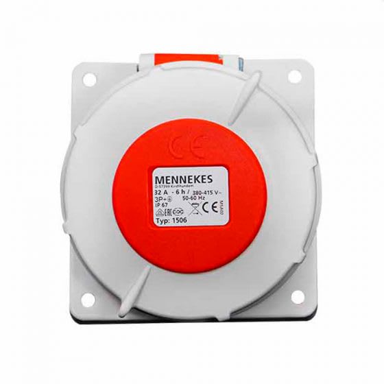 TOMA EMPOTRABLE 32AMP 3P+T 415V ROJO 6H IP67 MENNEKES3