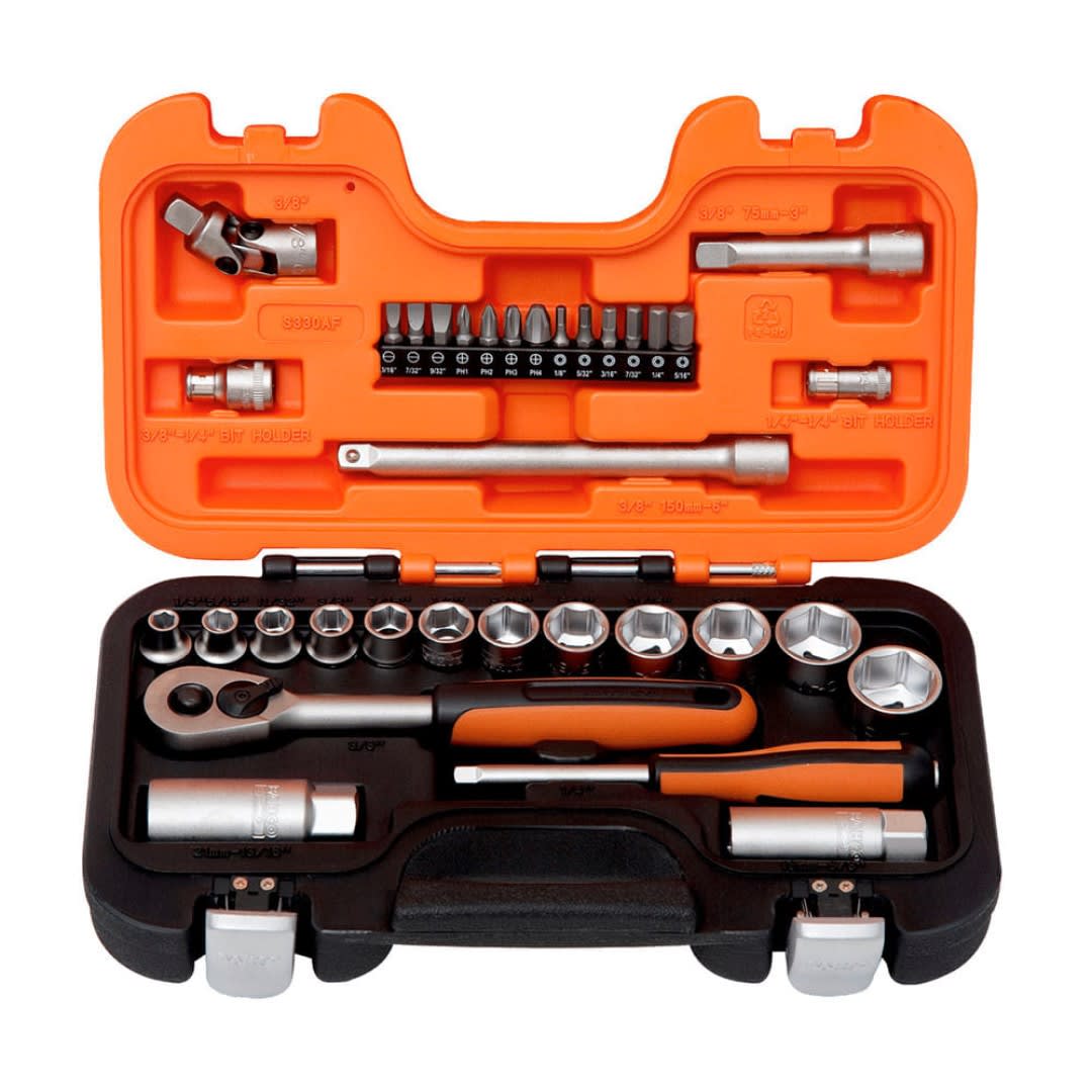 SET DE DADOS HEXAGONAL 3/8'' 34 PIEZAS S330AF ACERO NARANJA BAHCO
