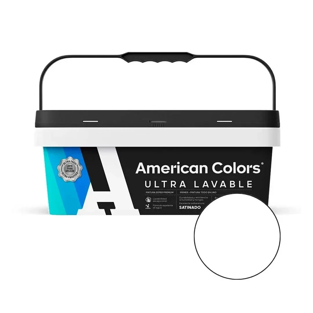 PINTURA ULTRALAVABLE SATINADO BLANCO 1 GALON AMERICAN COLORS1