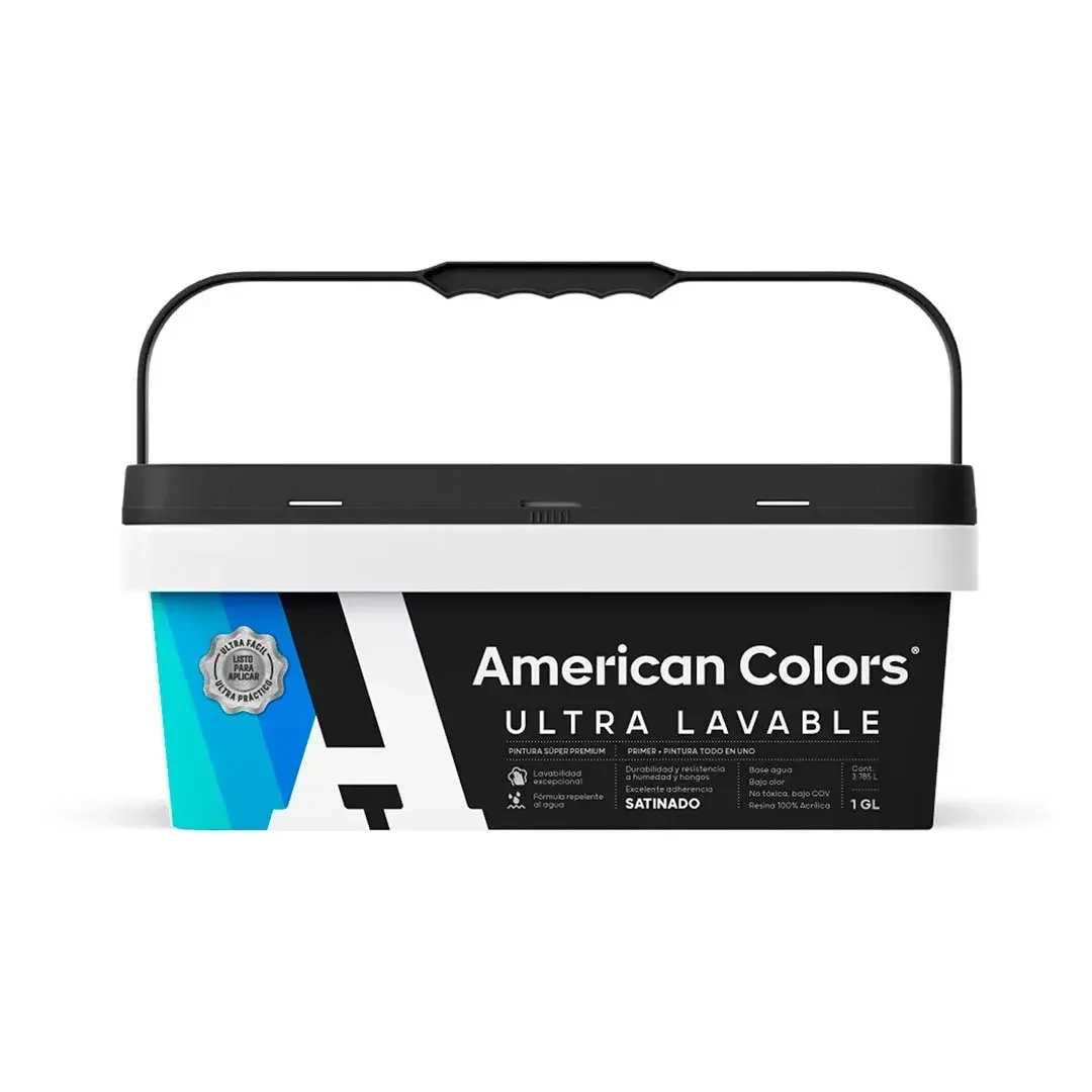 PINTURA ULTRALAVABLE SATINADO BLANCO 1 GALON AMERICAN COLORS3