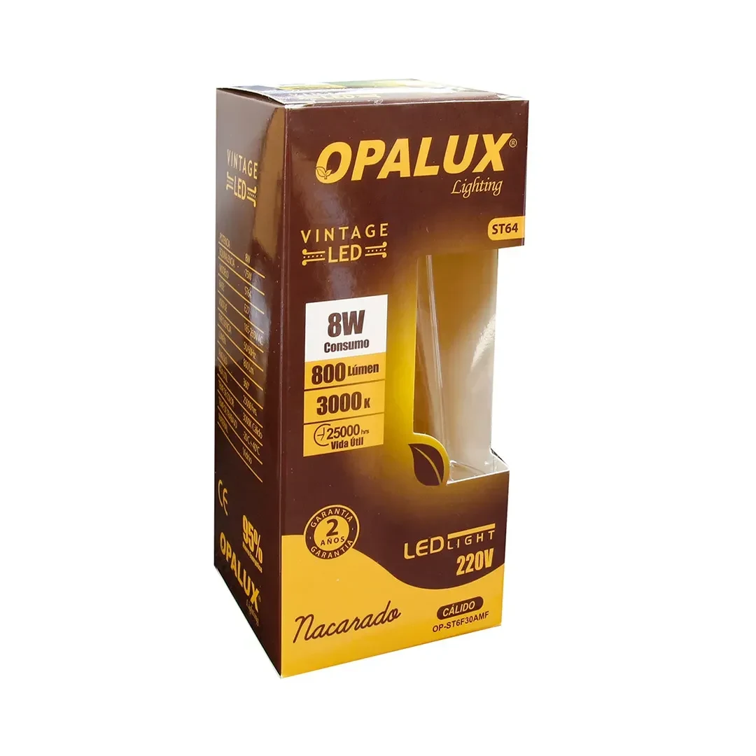 FOCO VINTAGE ST64 8W 3000K NACARADO 185-265V E27 OPALUX3