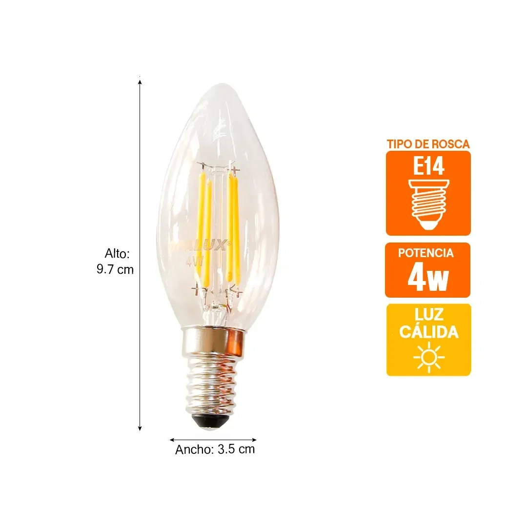 FOCO VINTAGE C35 4W 3000K 185-265V E14 OPALUX2