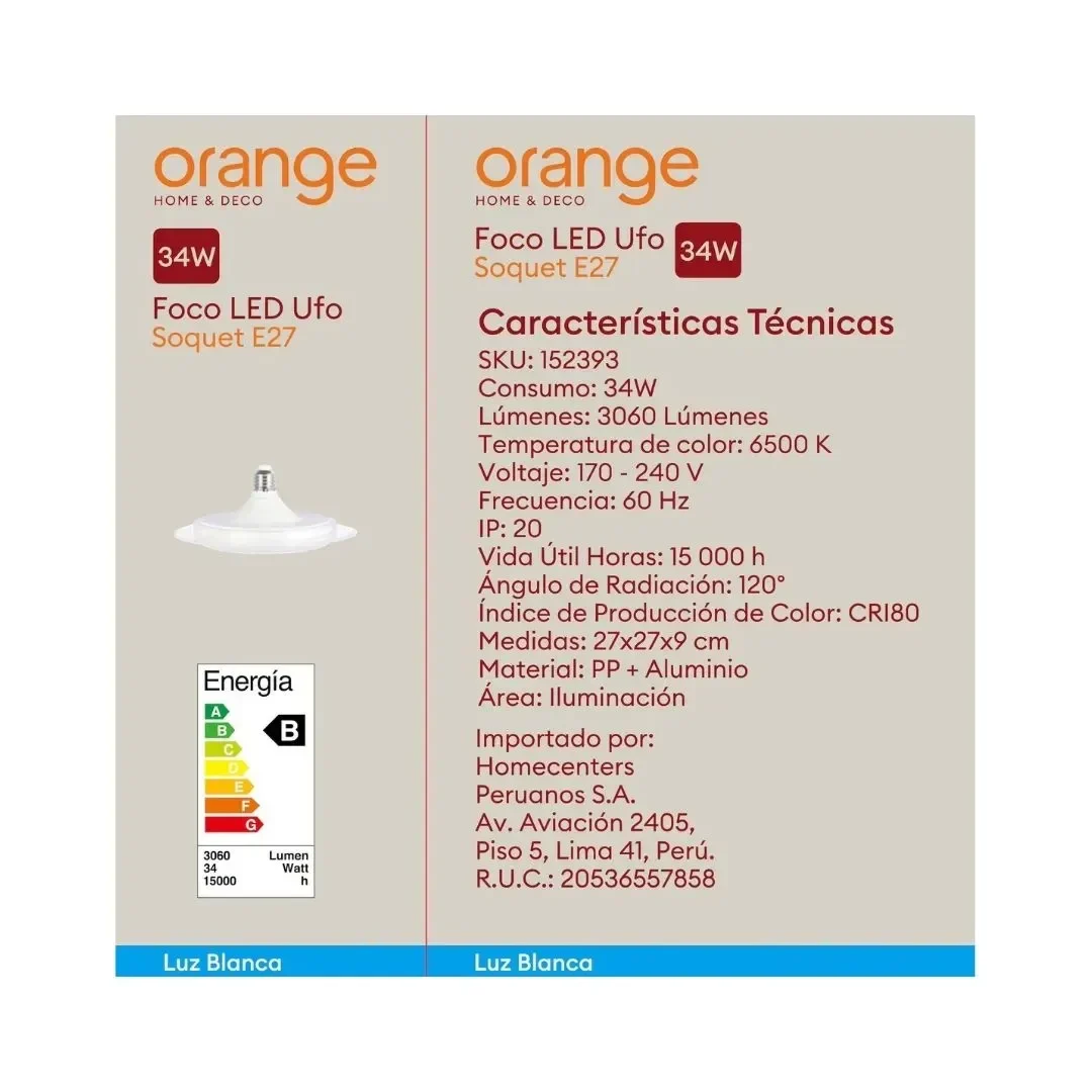 FOCO LED UFO 34W LUZ FRIA ORANGE5
