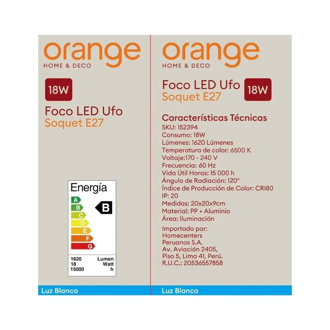 FOCO LED UFO 18W LUZ FRIA ORANGE6