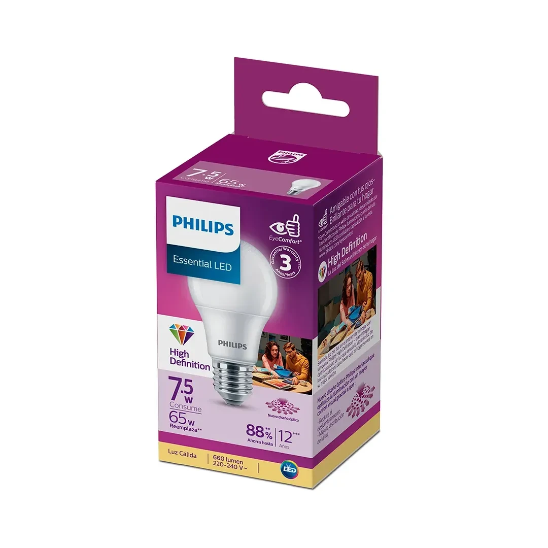 FOCO LED ESSENTIAL E27 7.5W LUZ CALIDA PHILIPS3
