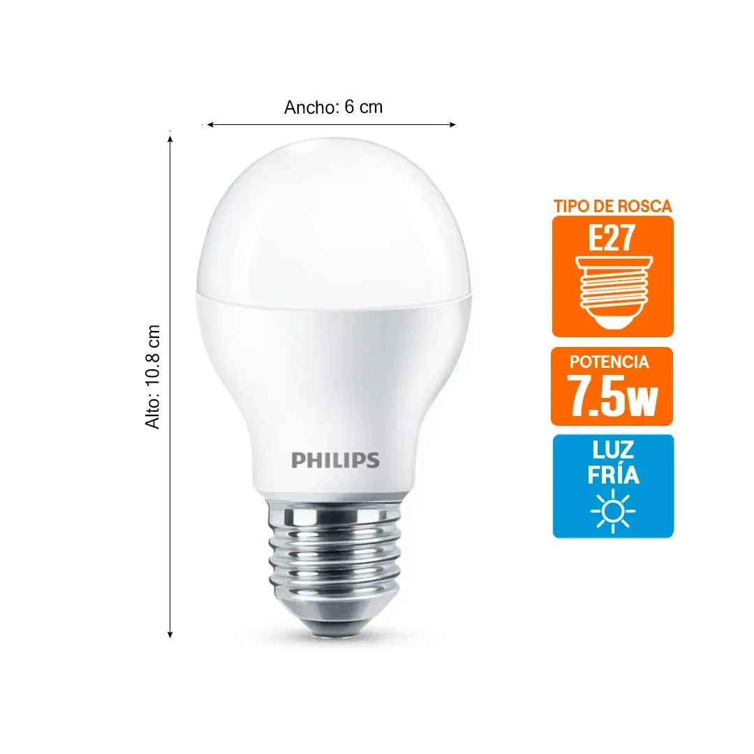FOCO LED ESSENTIAL E27 7.5W LUZ FRIA PHILIPS2