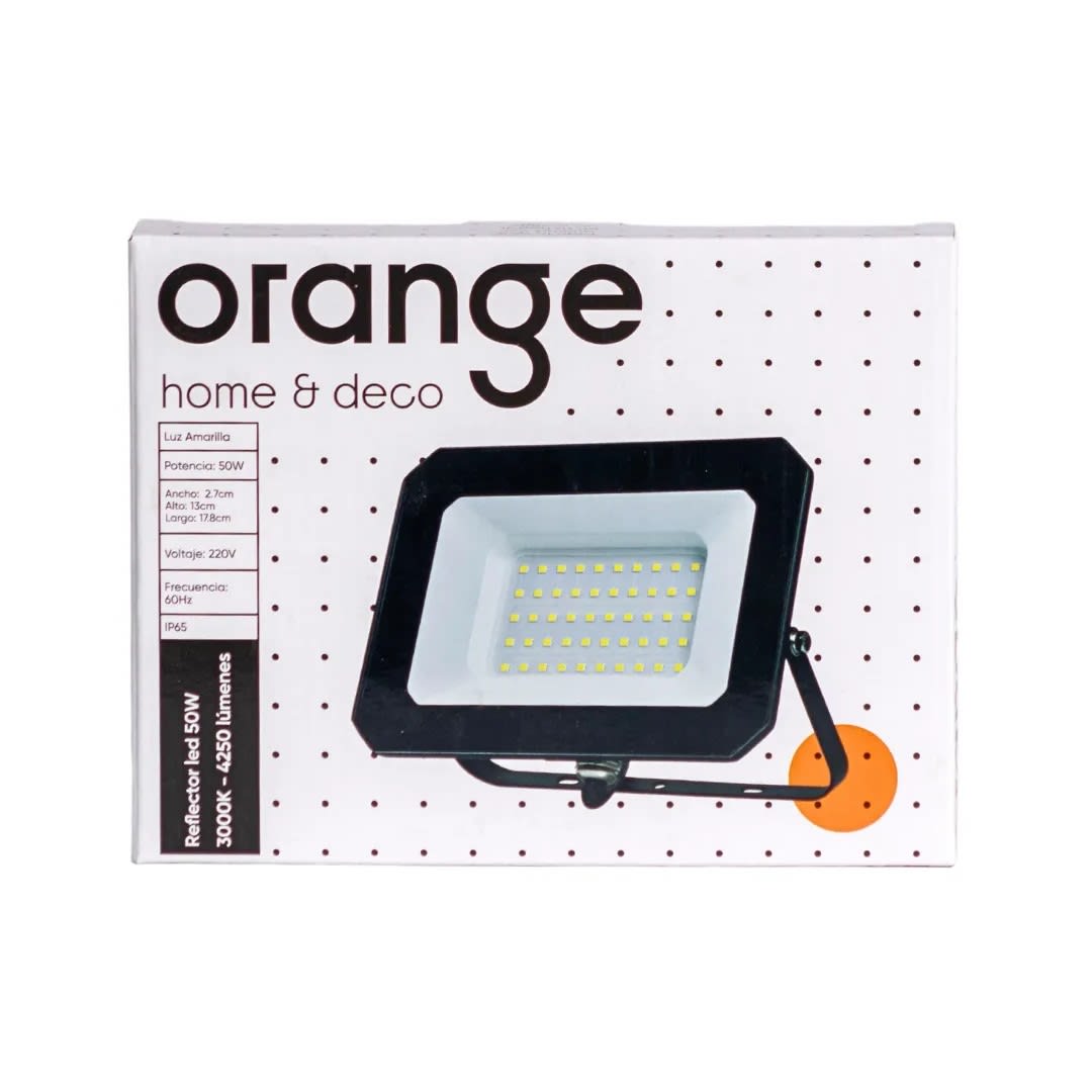 REFLECTOR LED 50W NEGRO LUZ CALIDA ORANGE4