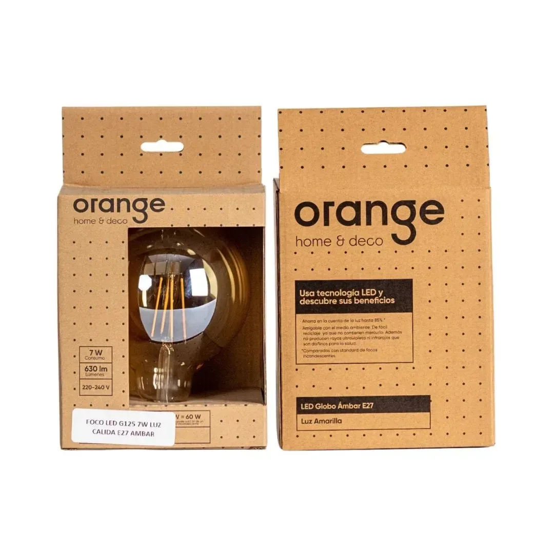 FOCO LED G125 AMBAR E27 7W LUZ CALIDA ORANGE4