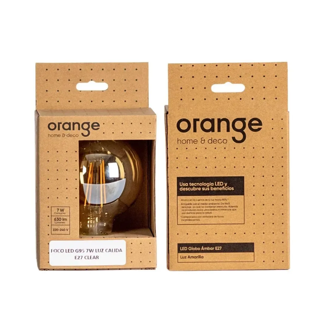 FOCO LED G95 AMBAR E27 7W LUZ CALIDA ORANGE5