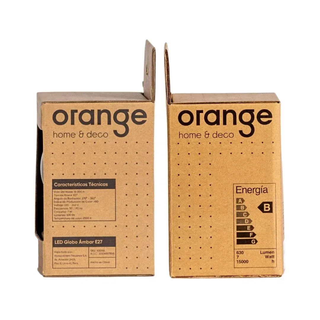 FOCO LED G95 AMBAR E27 7W LUZ CALIDA ORANGE6