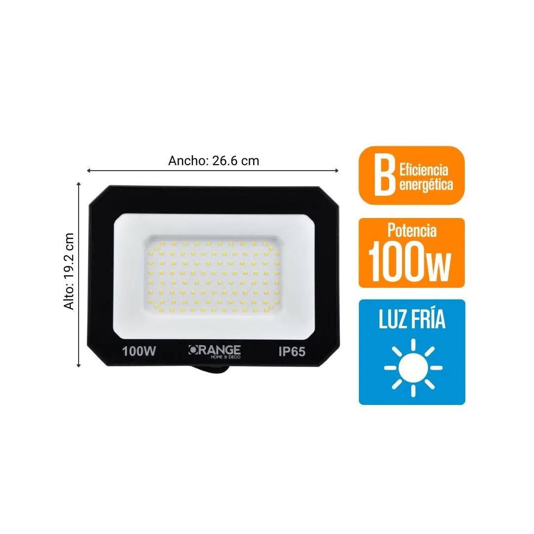 REFLECTOR LED 100W NEGRO LUZ FRIA ORANGE6