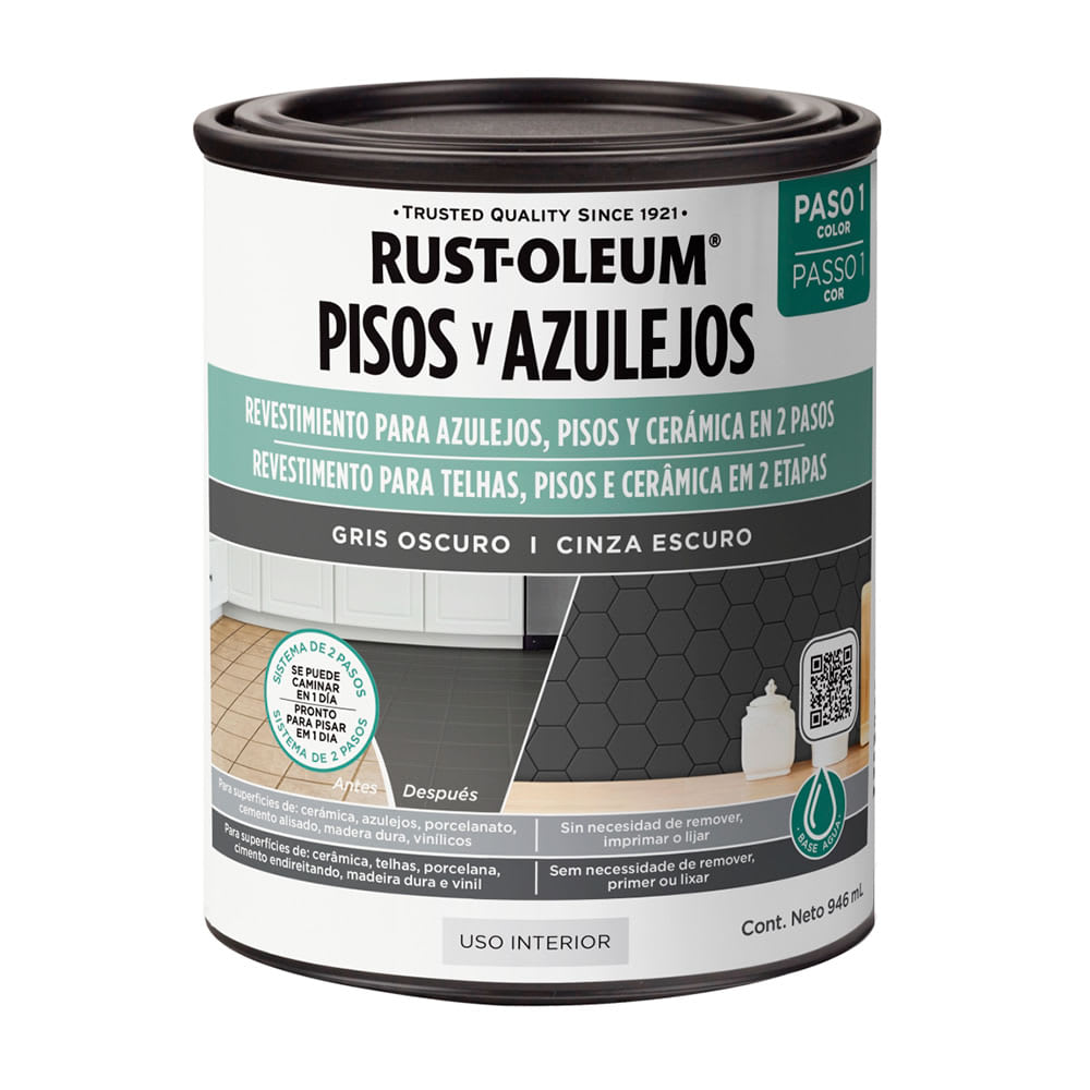 PINTURA PROTECTOR PARA PISOS Y AZULEJOS GRIS OSCURO RUST OLEUM