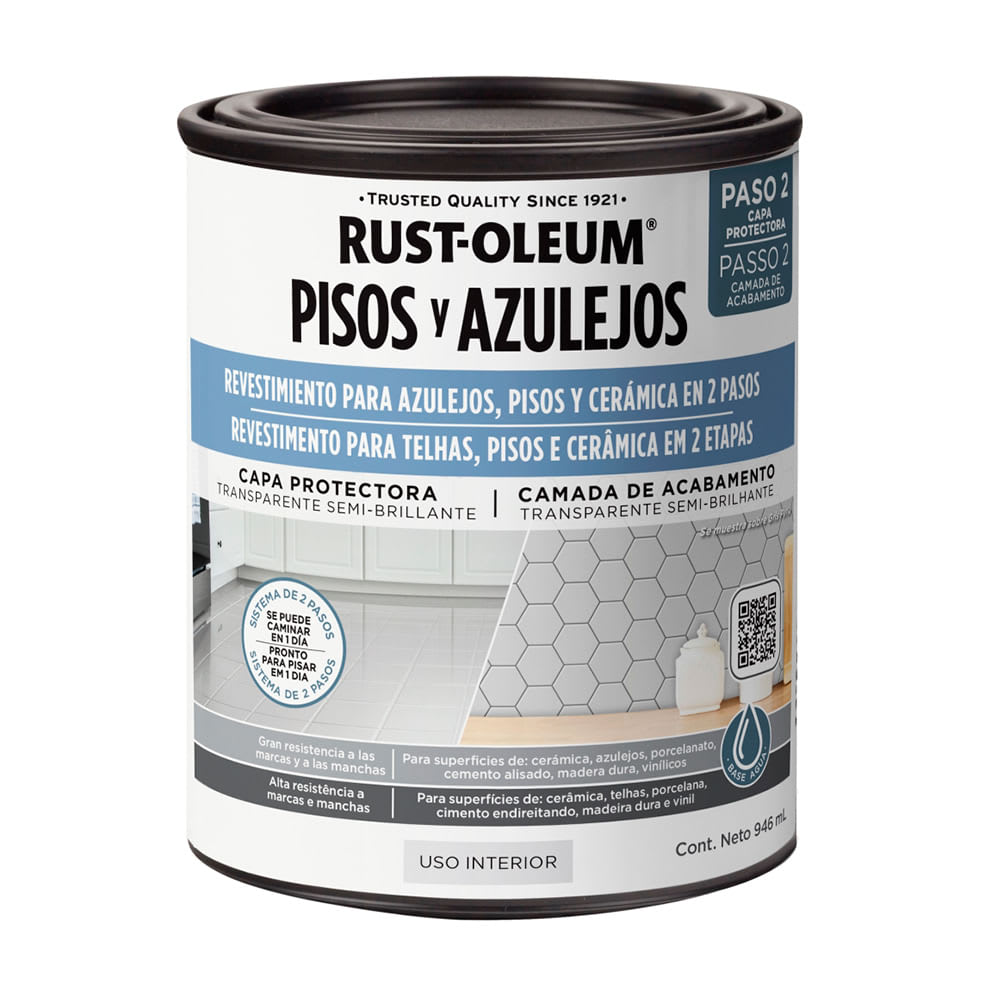 PINTURA PROTECTOR PISOS Y AZULEJOS TRANSPARENTE 946 ML RUST OLEUM