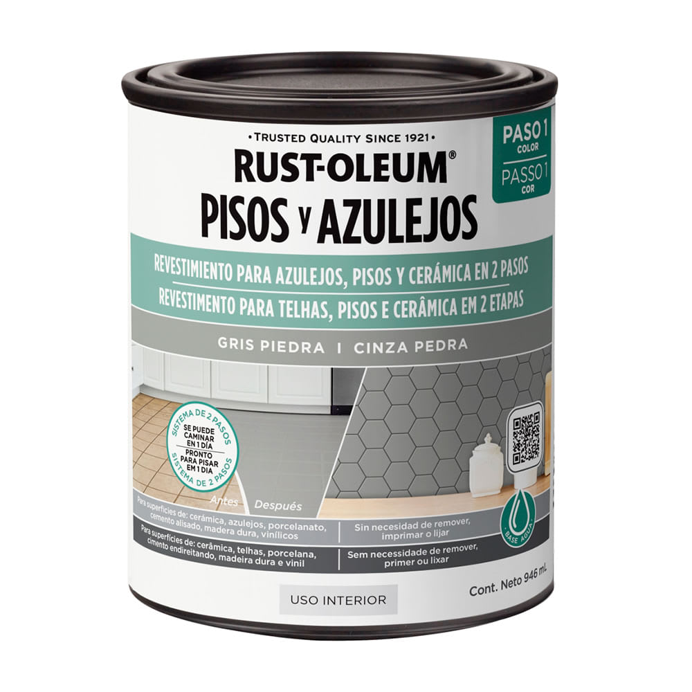 PINTURA PROTECTOR PARA PISOS Y AZULEJOS GRIS PIEDRA CANTERIA 946 ML RUST OLEUM