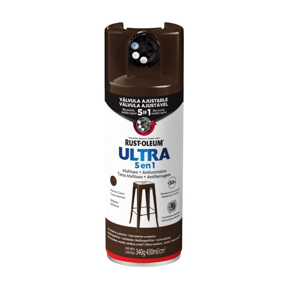 SPRAY ULTRA 5 EN 1 MARRON CUERO BRILLANTE RUST OLEUM1